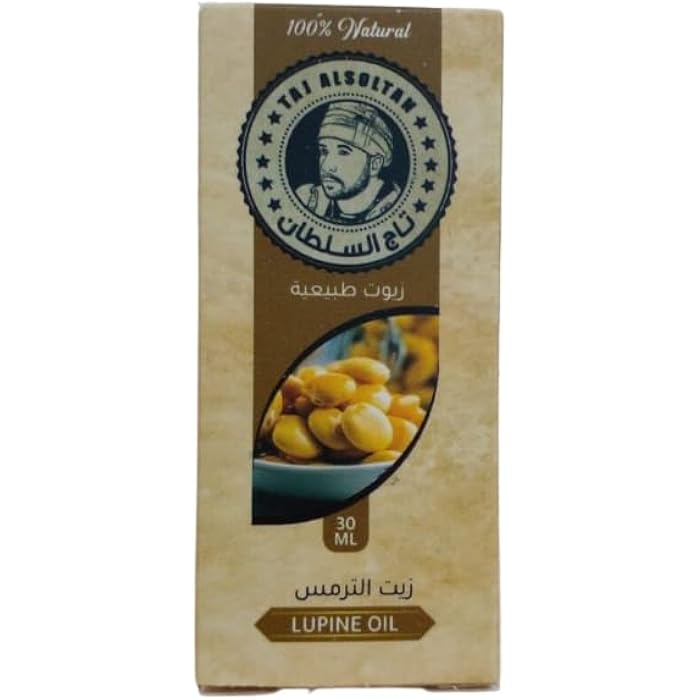 Taj Al-Sultan Lupine Oil - 100% Pure and Cold-Pressed Lupinus Albus Seed Oil for Skin, Hair, and Cooking - Rich in Nutrients and Omega Fatty Acids - Natural and Non-GMO - 30ml